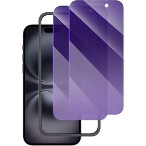 2 Pack for iPhone 16 Pro Max Privacy Screen Protector Tempered Glass Film Purple Gradient Anti-spy Anti-Blue Light Easy Installation