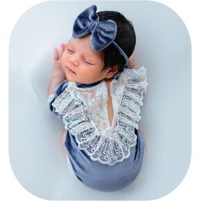 Vemonllas Newborn Photography Props Outfits Girl Headband and Rompers Newborn Photo Shoot Outfits Baby Photo Prop Set
