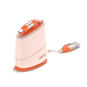 USB C to iPhone Ports 120W Fast Charging Cord Telescopic Data Transfer Charging Adapter on Table/Desktop/Office with Adhesive for iPhone/Airpod 4Ft/1.2m, Orange C-L 30W 2.5a