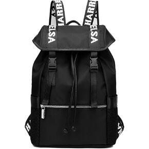 Nylon Black Backpack Double Shoulder Bags Casual Unisex With Letter Strap Daily Commute Big sport Bags