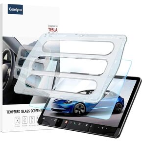 Tempered Glass Screen Protector Designed for Tesla Model 3 / Y Center Control Touchscreen [Automatic Alignment] [9H Hardness] [Anti-Scratch] for Tesla Model 3 / Y Accessories