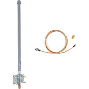 High Gain Dual Band ADS-B Antenna - 1090MHz & 978MHz, 13dBi, N-Type Male, Omnidirectional Fiberglass with 32ft N-Female to SMA-Male Extension Cable for Long-Range Aviation SDR Receivers