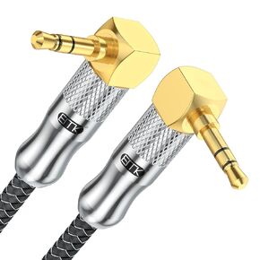 EMK 90 Degree Male to Right Angle Male 3.5mm Stereo Audio Aux Cable 0.5M Gold Plated Dual Angled TRS Aux Cord Compatible with Laptop, Smartphone, Music Player, Tablets, Speakers