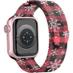 Magnetic Metal St Patricks Day Apple Watch Bands for Women Men 41mm 42mm 44mm 45mm 46mm 49mm 38mm 40mm, Valentine Holiday Milanese Loop Strap for Apple Watch Series 10 9 SE 8 7 6 5 4 3 2 1 Ultra 2 1 Lucky Shamrocks-Black/Green