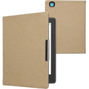 kwmobile Cover Compatible with Kobo Aura H2O Edition 2 - Case for E-Reader - Denim Look Fabric Flip Case - Beige