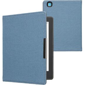 kwmobile Cover Compatible with Kobo Aura H2O Edition 2 - Case for E-Reader - Denim Look Fabric Flip Case - Beige