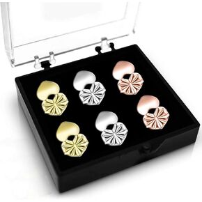 Earring Backs for Droopy Ears | Earring Lifters | Ear Support | 6 PCS Pierced Ear Lobe Back Lift | 2 Sterling Silver, 2 18K Gold Plated and 2 Rose Gold for Ear Lobe Reinforcement