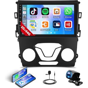 【8-Core 4+64G】Android 13 Car Stereo for Ford Fusion Mondeo 2013-2019, Wireless CarPlay Andriod Auto 9'' IPSTouchscreen Bluetooth GPS Navi Head Unit with WiFi Mirror Link FM DSP SWC 59UI+Backup Camera