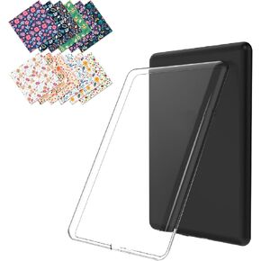 Hand Strap Clear Case for 6" 2022 eBook Readers Lightweight Scratch-Proof Silicone Back Cover Slim PU Shell with 50pcs Stickers (Book Pattern),Clear Case&Book Stickers