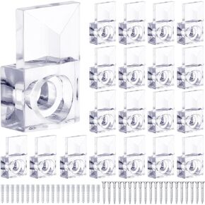 Mirror Holder Clips 1/8 in Clear Plastic Mirror Holders Mirror Mounting Clips Mirror Hanging Hardware Clips for Wall Frameless Mirror Glass Mirrors Retainer Clips with Screws Kit (20 Pack)