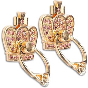 [2 Packs] Crown Glitter Bling Bling Phone Ring Holder, Sparkle Phone Ring Grip Artificial Diamond Stand,Rhinestone Cell Finger Ring for Phones,Pad