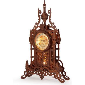 LED 3D Puzzle Tower Clock for Adults - Elegant Home Décor Building Model with Color-Changing LEDs - Ideal Acrylic Puzzle Gifts for Teens and Adults