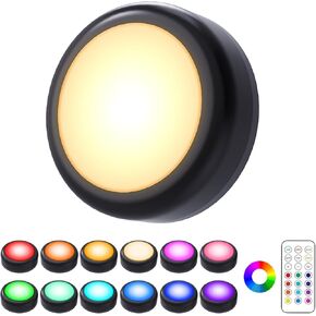 Puck Lights, Cadrim 13 Colors Changeable LED Puck Lightings, LED Lights for Bedroom, Under Cabinet Lights, Under Cabinet Lighting with 2 Wireless Remote Controls for Kitchen(6 Pack)