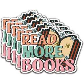 (3Pcs) Read More Books Stickers Read Books Sticker Reading Decal Waterproof Vinyl Stickers Adult for Laptop Kindle Car Tumbler Water Bottle Mug Phone Notebook Helmet - Size 3"x2,6"