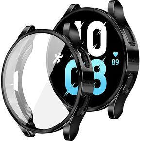 MOTONG Compatible with Samsung Galaxy Watch 5 44mm Case Cover - Full Coverage TPU Protective Case Cover Compatible with Samsung Galaxy Watch 5/4 44mm(44MM, TPU Black)