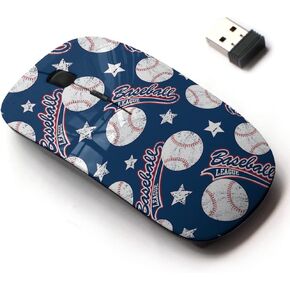 2.4G Wireless Mouse with Cute Pattern Design for All Laptops and Desktops with Nano Receiver - Baseballs Stars