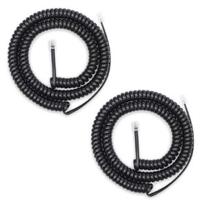 Phone Cord for Landline, 13FT Uncoiled (1.4FT Coiled), Phone Handset Cord 2 Pack, Telephone Curly Cord for RJ9 Corded Landline Phones, Home & Office Use (Black