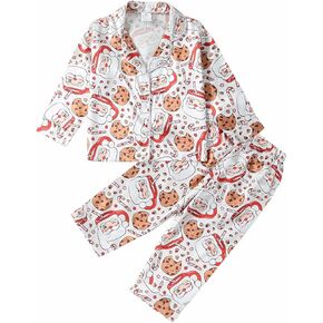Qiylii Toddler Boys Girls Skull Pajamas Black Halloween Button-Up Silk Pajamas Kids Long Satin Pajama Set Skeleton Sleepwear