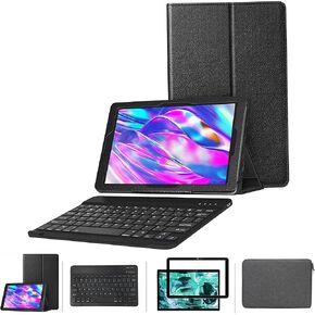 [4 بوصة 1] ONN 11 بوصة Tablet Pro / 100146660 واقي شاشة وحافظة لوحة مفاتيح من الزجاج المقسى لجهاز ONN 11 بوصة Tablet Pro / 100146660 (موديل 2024) (أزرق)