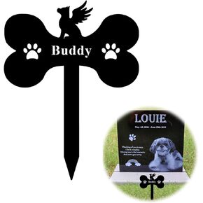 Dog Memorial Graves Markers, Metal Pet Dog Grave Stake, Pet Cemetery Headstones Decorations, Grave Decorations for Cemetery, Pet Headstone Sign for Garden Outdoor Outside Yard