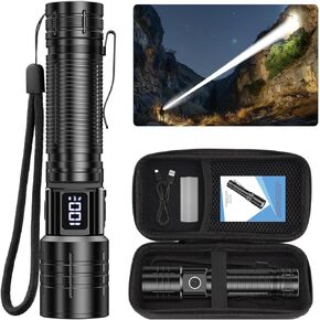 Rechargeable Flashlights High Lumens 20,000LM Super Bright LED Flashlight with Dimmable, Zoomable Beam Tactical Strong Lights, 6Modes Small Powerful Waterproof Flashlight for Camping Emergencies