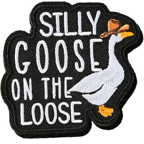 Funny Goose on The Loose Patch, Embroidered Meme Iron on Patches, Cute Animal Morale Patch for Backpacks, Dog Harnesses, Army Vests, Hats, Helmets, Gym Bags