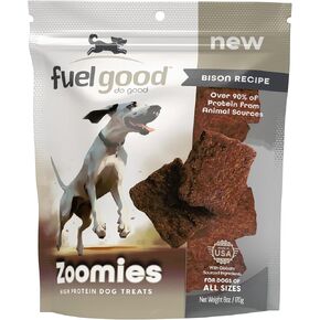 Zoomies Bison High Protein Dog Treats - 6oz Bag - High Protein Treats for Dogs, Made in The USA, Wheat and Corn Free