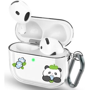 for airpods 4 case Clear-Compatible with AirPods 4th Generation Case,Soft TPU Case with Carabiner and Sticker,Wireless Charging,Shockproof Protective Case for Airpods 4 for Women Men-Clear
