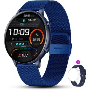 FILIEKEU Women Men Smart Watch Bluetooth Calls IP67 Waterproof Sport Fitness Tracker 1.39" HD Full Touch Screen Golden mesh Smart Watches for Android iOS