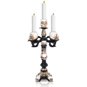 2Pcs Skull Candle Holder, Spooky Desktop Tealight Skeleton 5 Head Candlestick, Resin Gothic Crafts for Halloween Easter Home Bedroom Living Room Party Graveyard Outdoor Bar Decor Supplies