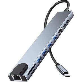 USB C Hub Ethernet HDMI Adapter, 10 in 1 USB C Docking Station with 4K HDMI, RJ45 Ethernet, SD/TF Card Reader, USB 3.0/2.0, PD 100W, USB C, LAN USB C Dongle for MacBook Pro/Air, iPad Pro, XPS, etc