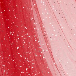Homiest Glitter Tulle Fabric Rolls with Star Moon Sequin, 1 Yard x 54 Inch Wide Tulle Bolt White Tulle Rolls Bulk, Tulle Netting Fabric for Tutu Skirt Bridal Veil Wedding Arch Party Decorations