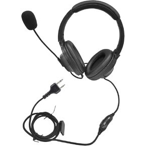 2 Way Radio Headphones with Mic Ham Radio Intercom Ptt Headset Boom Microphone Headband Earpiece Earmuffs for Midland 2pin Walkie Talkies(Binaural)