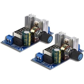 2Pcs Adjustable Voltage Regulator,LM317 Adjustable Voltage Regulator Power Supplement Board Digital Voltage Display