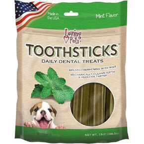 Loving Pets Toothsticks – Fresh Mint Dental Sticks for Dogs (for Toy/Small Dogs 1-20 lbs)