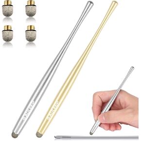 AULEEP Capacitive Stylus Pen for Touch Screen 2 Pack with 4 Nanofiber Tips Compatible for Phones, Tablets, iPads, Kindles (Silver Gray and Gold)