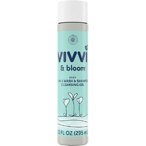 Vivvi & Bloom Gentle 2-in-1 Baby Wash & Shampoo Cleansing Gel, 10 fl. Oz with VIVVI & BLOOM Gentle 2-in-1 Baby Face & Body Whip Lotion, 48-Hour Hydration, 8.5 oz