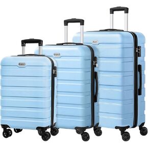 AnyZip Luggage Sets 3 Piece PC ABS Hardside Lightweight Suitcase with 4 Universal Wheels TSA Lock Carry On 20 24 28 Inch Apple Green