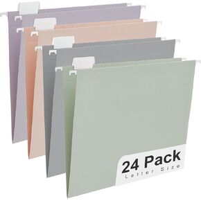 Y YOMA 6 Pack Gradient Hanging File Folders Letter Size Decorative Hanging Folder Pretty File Folder Organizer for Filing Cabinet Office Home with 1/5-Cut Adjustable Tabs, Ash Grey