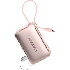 Portable Charger Power Bank, 3-in-1 5000mAh Battery Pack with Built-in Cable, USB-C Port Travel Essentials Input and Output Portable Charging Bank Compatible with iPhone 14/13/12, Ligiting and More