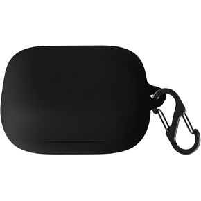 Silicone Case for EarFun Air Pro 4, Shockproof Protective Earbuds Cover with Carabiner Accessories (Black)