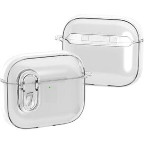 حافظة شفافة متوافقة مع AirPods 4 مع خاصية إلغاء الضوضاء النشطة مع سلسلة مفاتيح، حافظة واقية بقفل آمن للرجال والنساء متوافقة مع AirPods 4