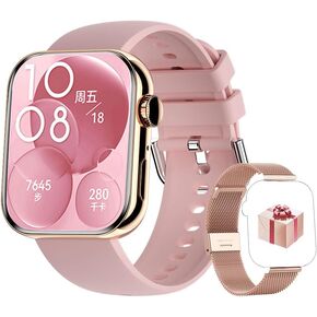 Smart Watch Man Woman 1.83" HD Screen IP67 Waterproof Activity Tracker Fashion Answer/Make Calls Bluetooth Watch Women Black Silicone Strap smartwatches Men for Android iOS (Rose Gold)