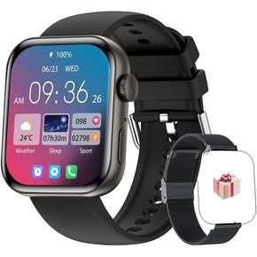 Smart Watch Man Woman 1.83" HD Screen IP67 Waterproof Activity Tracker Fashion Answer/Make Calls Bluetooth Watch Women Black Silicone Strap smartwatches Men for Android iOS (Rose Gold)