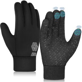 Kid Winter Running Glove Touchscreen - Boy Warm Gloves Cold Weather Touch Screen Gloves Youth Lightweight Riding Gloves Thermal Gloves Windproof Athletic Gloves Black Sports Gloves for Hiking Biking