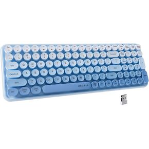 UBOTIE Colorful Bluetooth 100Keys Keyboards, Wireless Compact Rainbow Gradual Colors Retro Typewriter Flexible Keyboard for Tablet, Cellphones, PC(Blue Gradient)