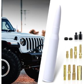 1 PC Car Modified Bullet Antenna, 5.4" Enhance Waterproof Rust-Proof Stable Radio Signal Receiving Antenna with Screw Washer Mounting, External Replacement Antenna, for Cars Trucks (Black)