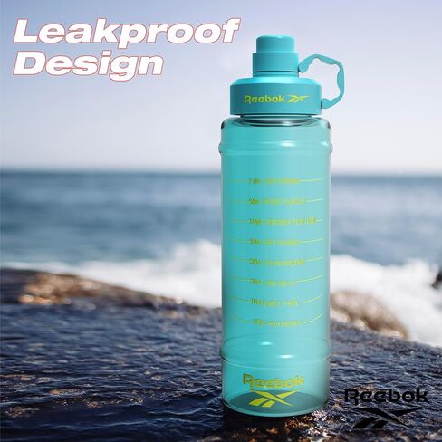 Reebok Motivational Water Bottle With Lifestyle Design - Leak Proof Water Bottles 67oz - Sports Water Bottle With Motivation - Reusable Water Bottles, BPA Free (Black) in Saudi Arabia