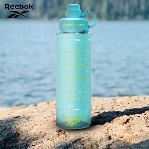 Reebok Motivational Water Bottle With Lifestyle Design - Leak Proof Water Bottles 67oz - Sports Water Bottle With Motivation - Reusable Water Bottles, BPA Free (Black) in Saudi Arabia