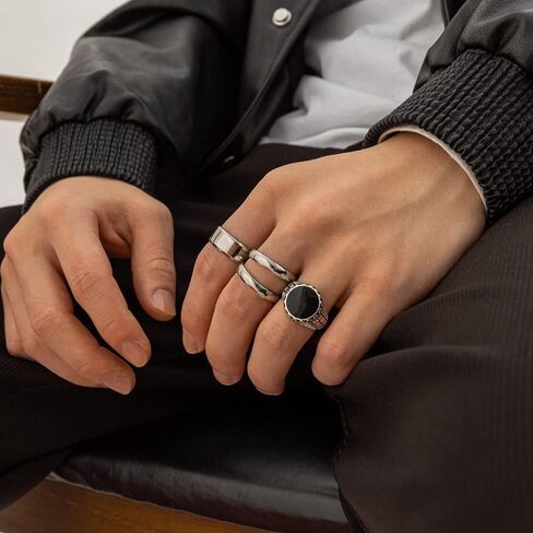 KISS WIFE Silver Punk Hippie Gothic Chunky Ring Set for Men, Size 9-10, Alloy Material, Halloween Jewelry in Saudi Arabia